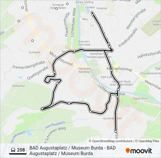 208 Bus Line Map