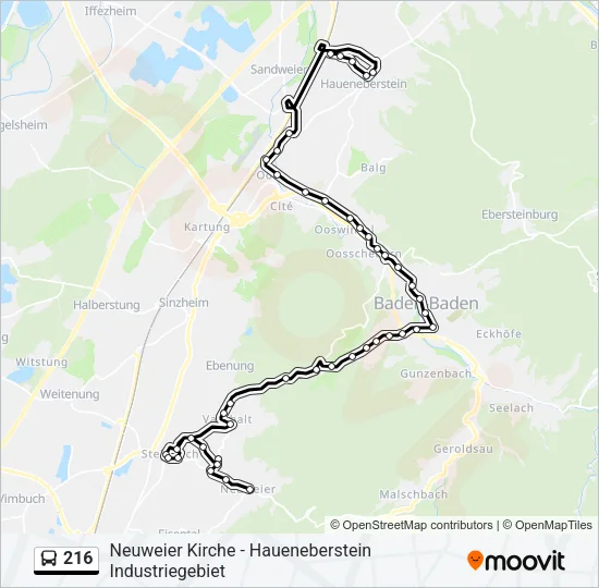 216 Bus Line Map