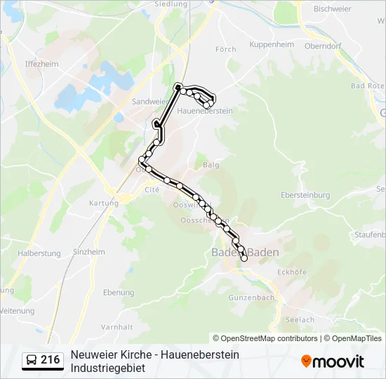216 Bus Line Map