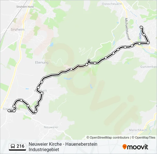 216 Bus Line Map