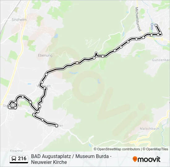 216 Bus Line Map