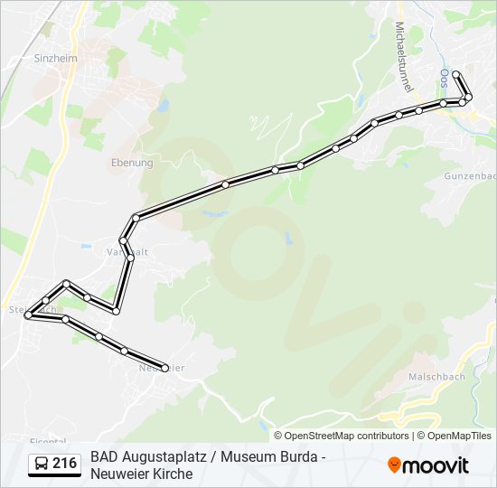 216 bus Line Map