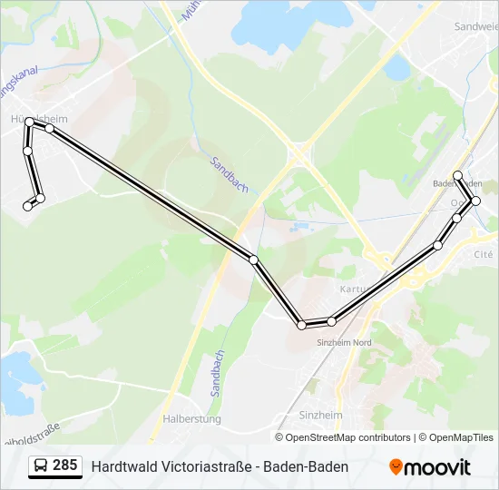 285 Bus Line Map