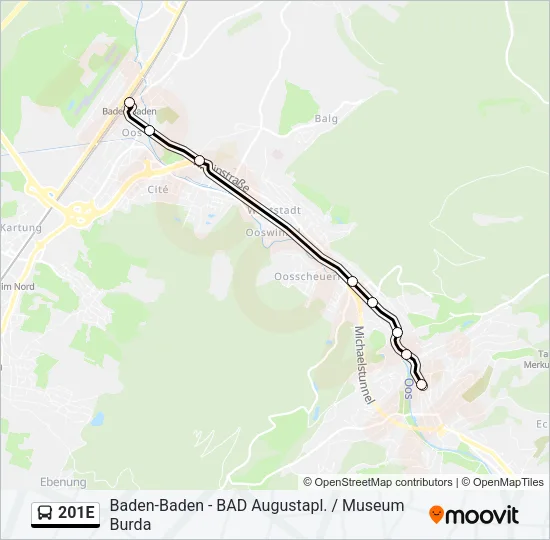 201E Bus Line Map