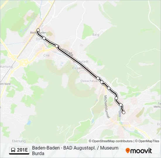 201E Bus Line Map
