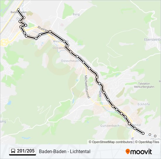 201/205 bus Line Map