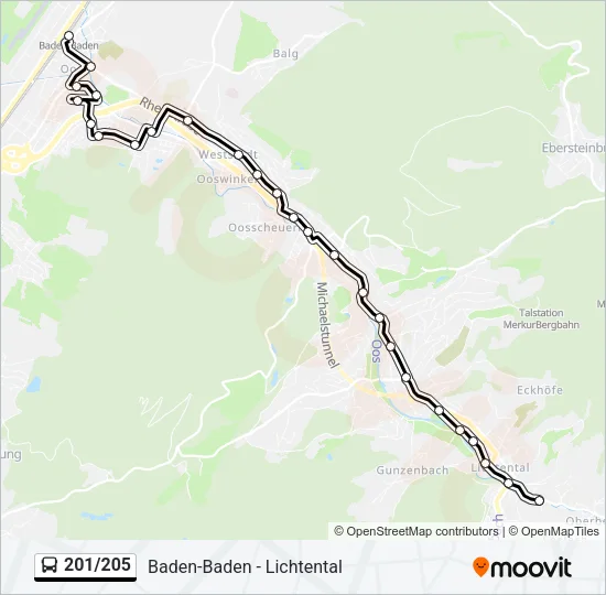 201/205 Bus Line Map