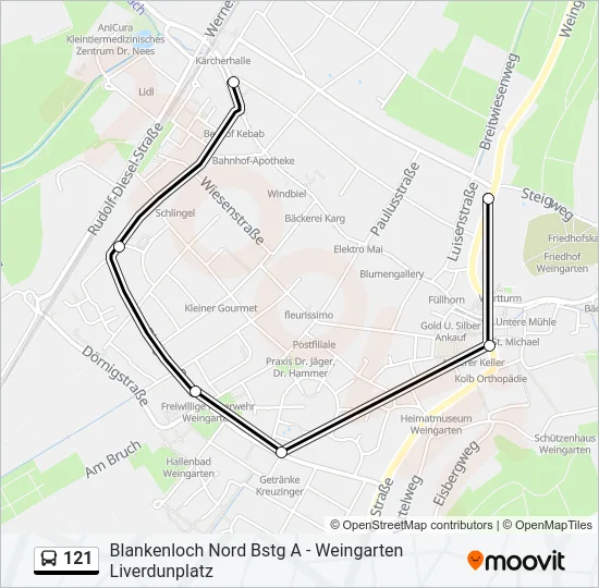 121 Bus Line Map