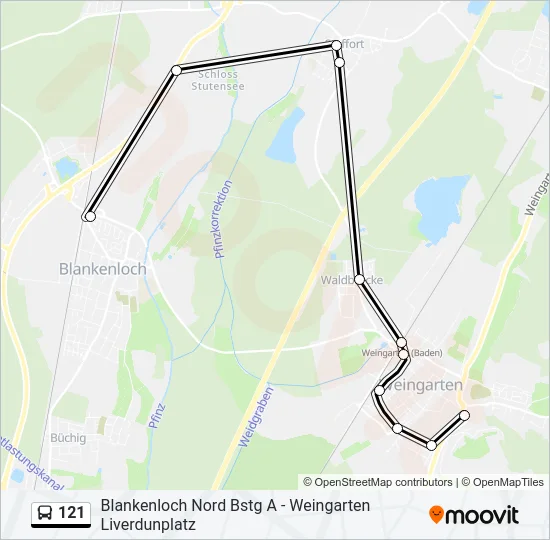 121 Bus Line Map