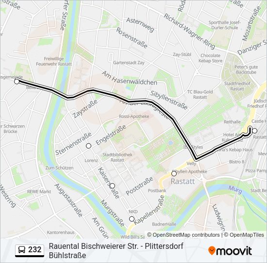 Автобус 232: карта маршрута
