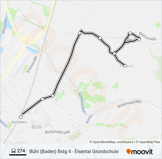 Автобус 274: карта маршрута