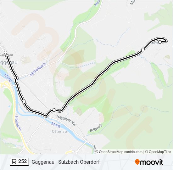Автобус 252: карта маршрута