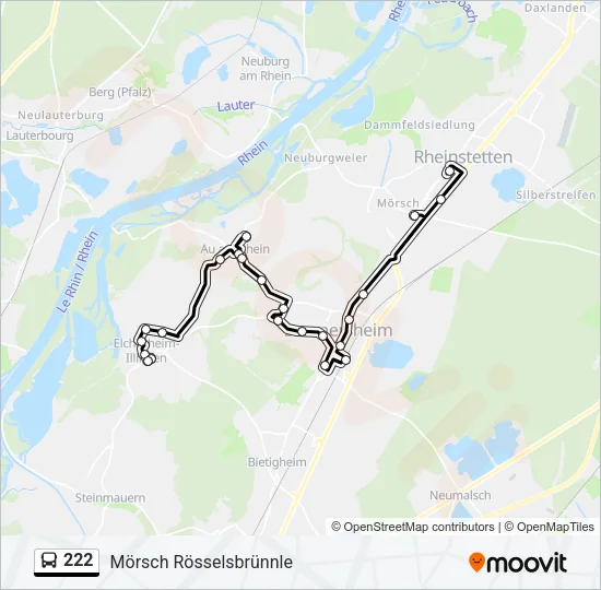 Автобус 222: карта маршрута