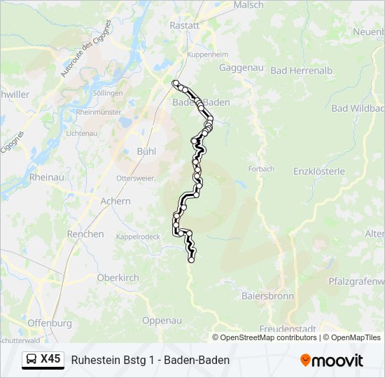 X45 Bus Line Map