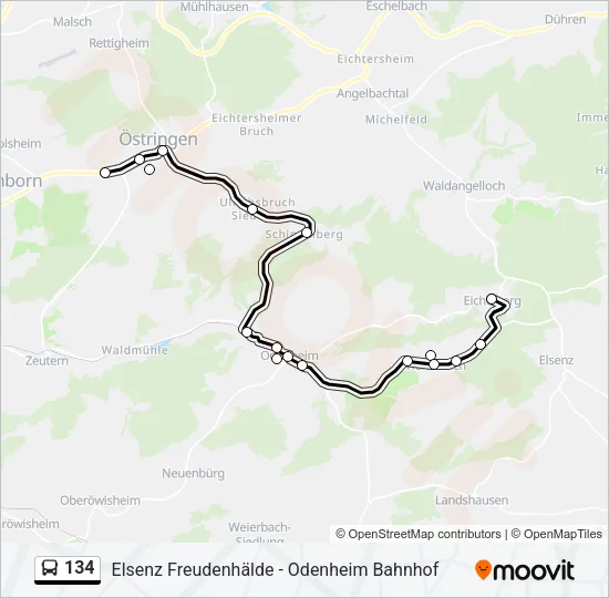 134 Bus Line Map