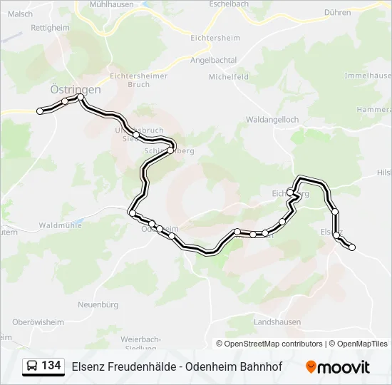 134 Bus Line Map