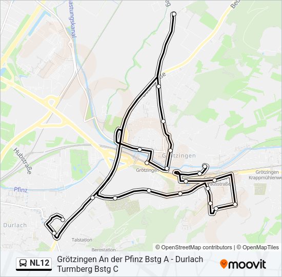 NL12 Bus Line Map