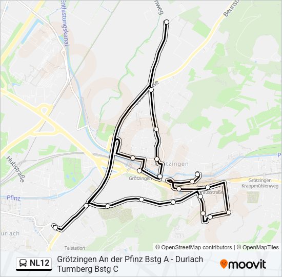 NL12 Bus Line Map