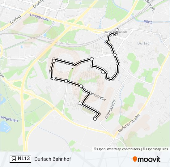 NL13 Bus Line Map