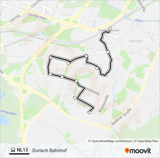 NL13 Bus Line Map