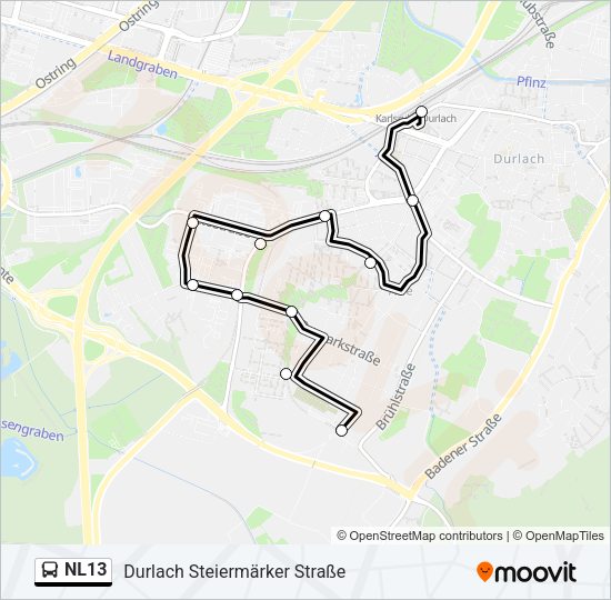 NL13 Bus Line Map