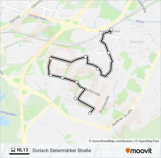 NL13 Bus Line Map