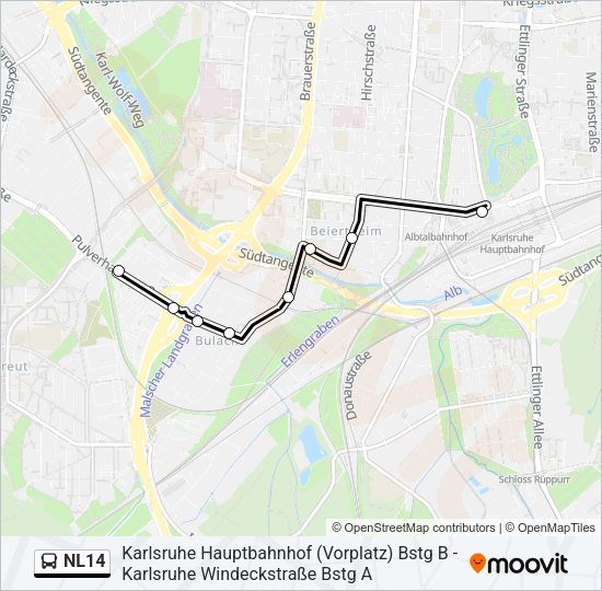 NL14 Bus Line Map