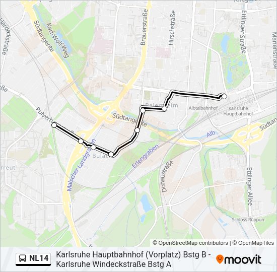 NL14 Bus Line Map