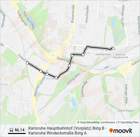 NL14 Bus Line Map