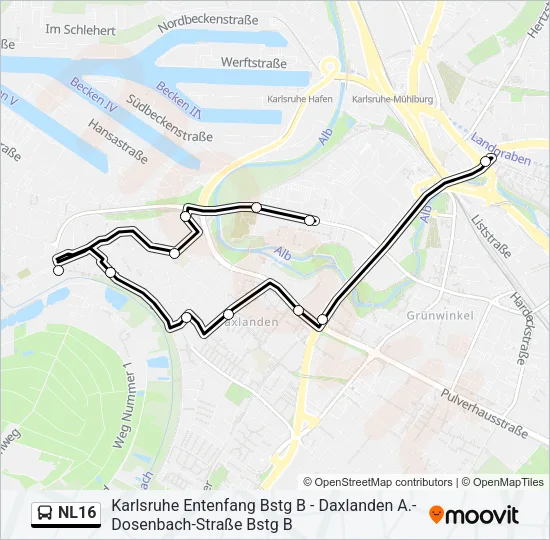 NL16 Bus Line Map