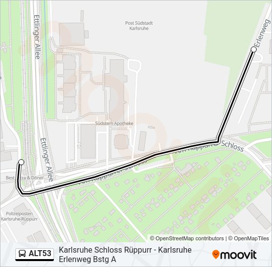 Автобус ALT53: карта маршрута