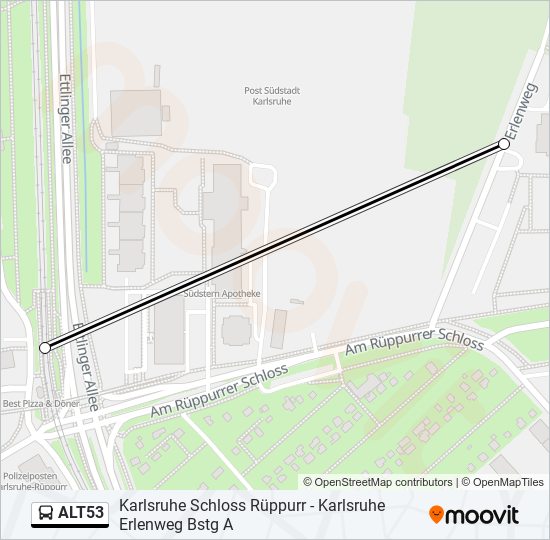 Автобус ALT53: карта маршрута