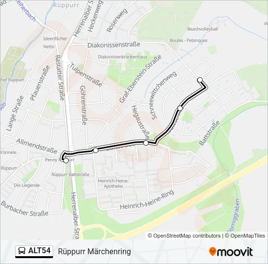 ALT54 Bus Line Map