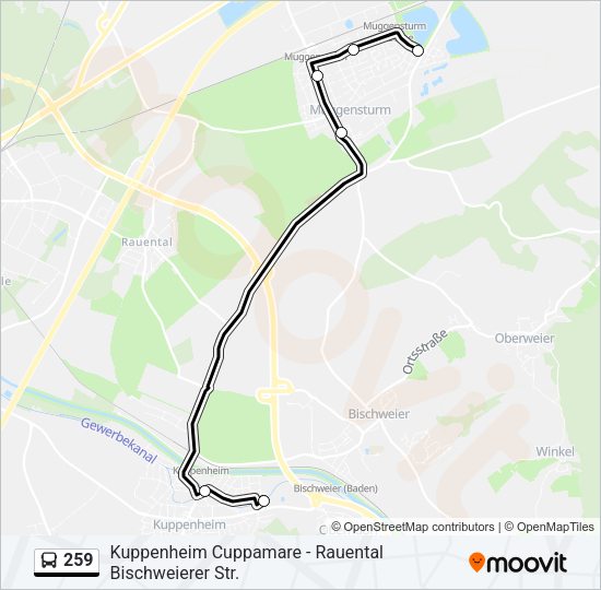 Автобус 259: карта маршрута