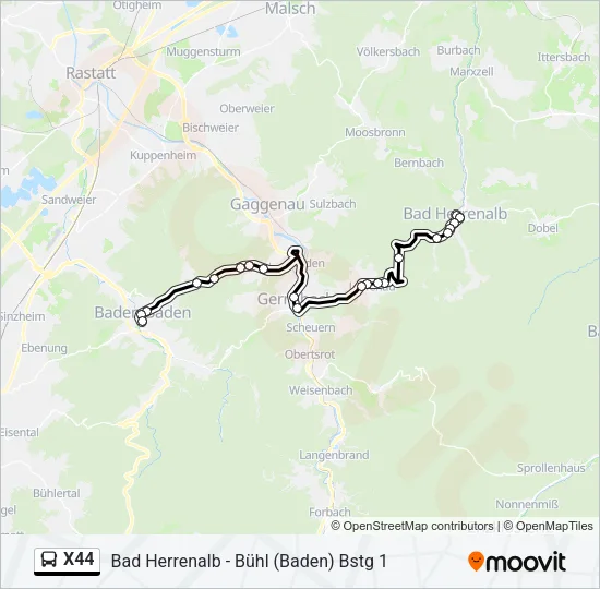 X44 Bus Line Map