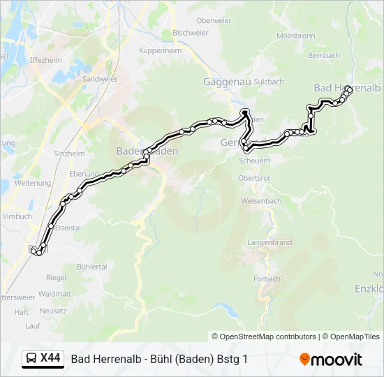 X44 Bus Line Map
