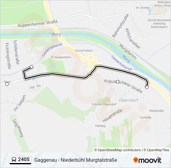 Автобус 240S: карта маршрута