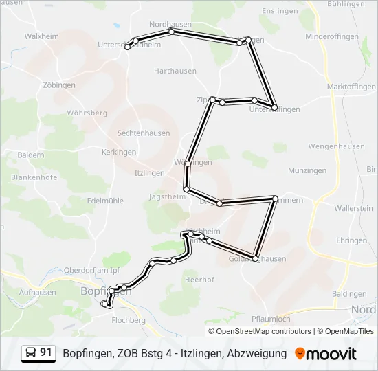 91 Bus Line Map