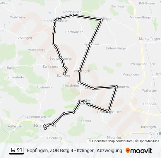 91 Bus Line Map