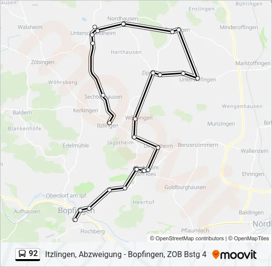92 Bus Line Map
