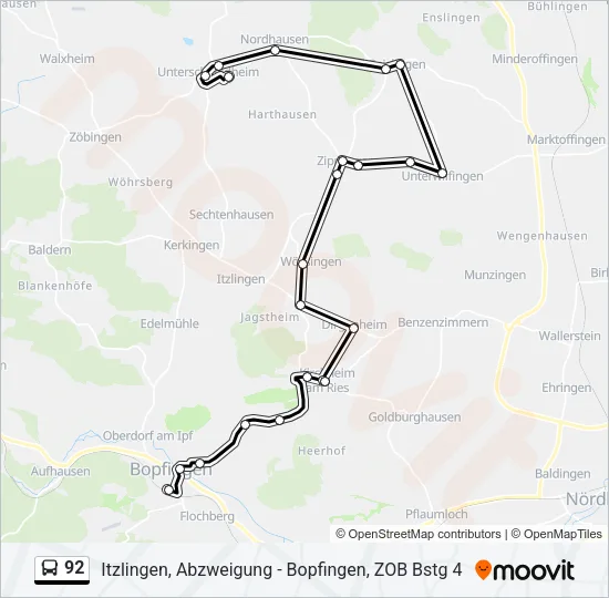 92 Bus Line Map