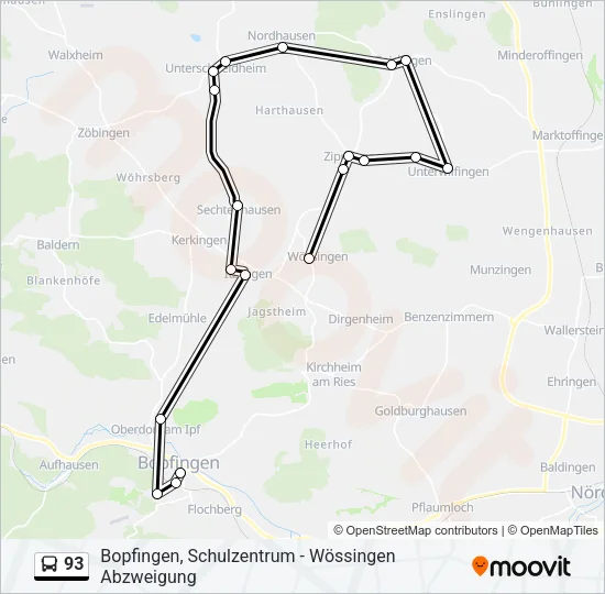93 Bus Line Map