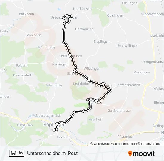 96 Bus Line Map