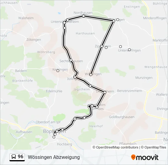96 Bus Line Map
