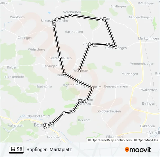 96 Bus Line Map