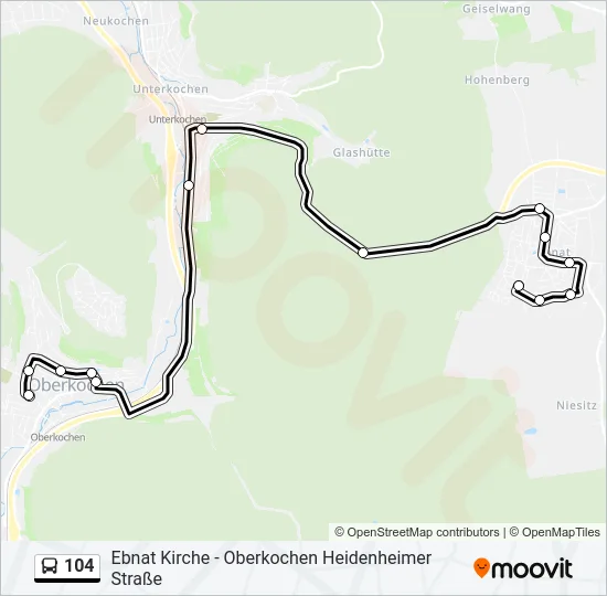 104 Bus Line Map