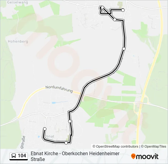 104 Bus Line Map