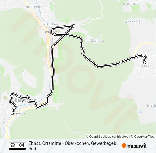 104 Bus Line Map