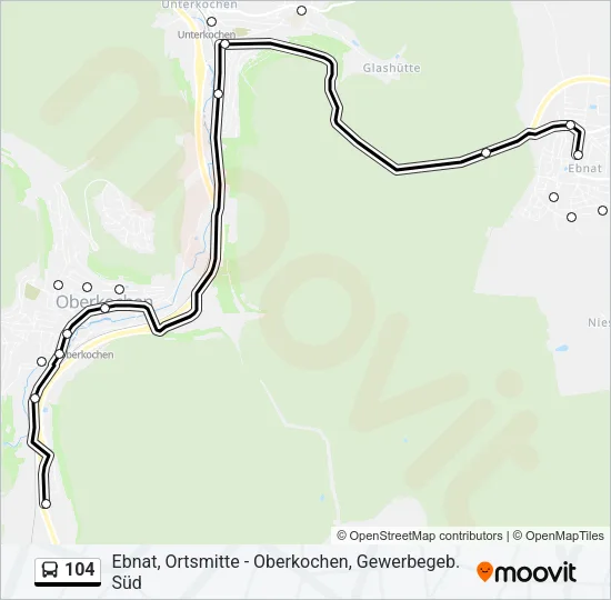 104 Bus Line Map