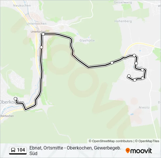 104 Bus Line Map